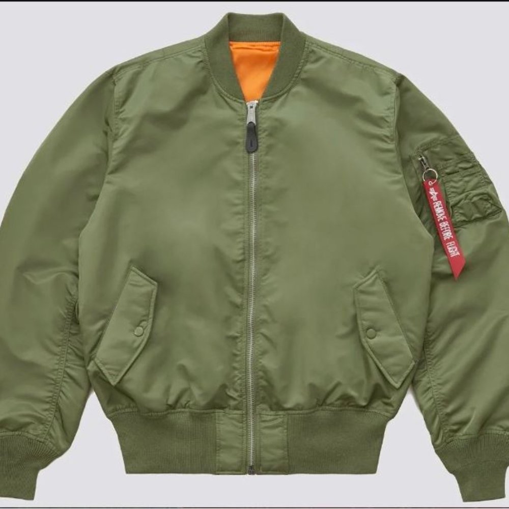 ALPHA INDUSTRIES - Green  L-2B Loose Bomber Flight Jacket - Mens: S Women's: M/L